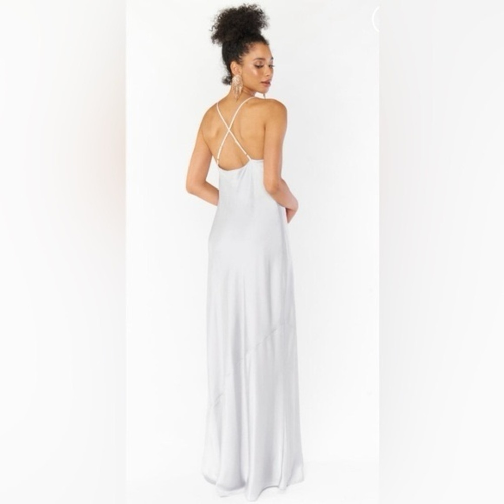 NWT Show Me Your MuMu Tuscany Maxi Slip Dress in Silver Luxe Satin - Size S - Picture 2 of 7